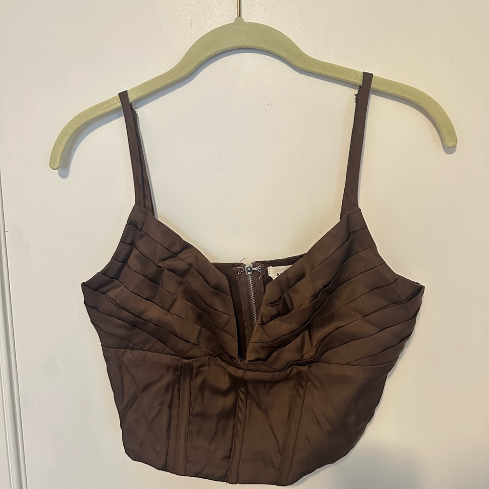 Brown Pleated Women's Top